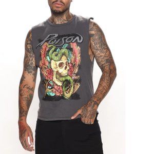 Poison Colored Tattoo Logo metal rock Official Tank Top XL runs smaller NWT